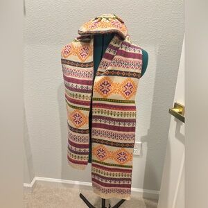 Vintage Patterned Knit Scarf And Hat Set